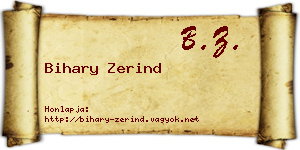 Bihary Zerind névjegykártya